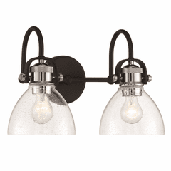 Minka Lavery Monico 2-LT Bath Vanity Light - Coal W/Polished Nickel - 3362-572