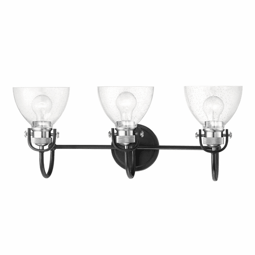Minka Lavery Monico 3-LT Bath Vanity Light - Coal W/Polished Nickel - 3363-572