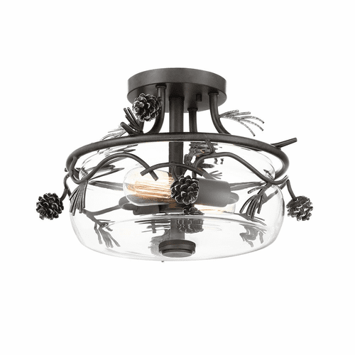 Minka Lavery Ponderosa 2LT Semi Flush Mount - Weathered Spruce w/Silver - 2753-694
