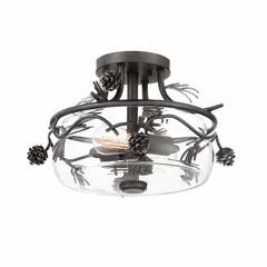 Minka Lavery Ponderosa 2LT Semi Flush Mount - Weathered Spruce w/Silver - 2753-694