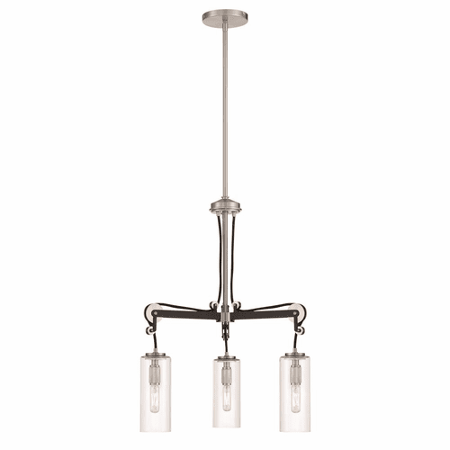 Minka Lavery Pullman Junction 3-LT Chandelier - Coal w/Brushed Nickel - 2898-691