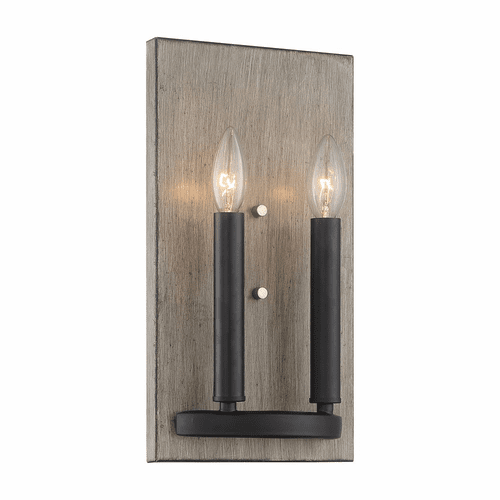 Minka Lavery Rawson Ridge 2-LT Wall Sconce - Aged Silverwood And Coal - 3872-693