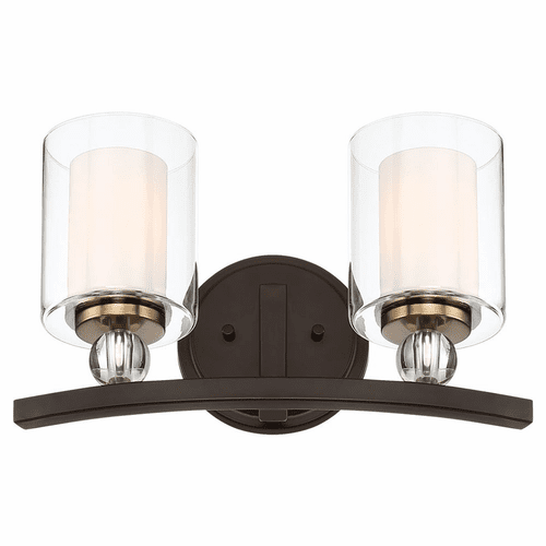 Minka Lavery Studio 5 2-LT Bath Light - Painted Bronze W/Natural Brush - 3072-416