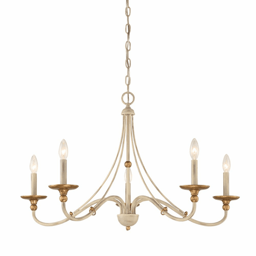 Minka Lavery Westchester County 5-LT Chandelier - Farmhouse White/Gold - 1045-701