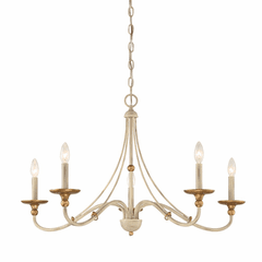 Minka Lavery Westchester County 5-LT Chandelier - Farmhouse White/Gold - 1045-701 Minka Lavery Westchester County 5-LT Chandelier - Farmhouse White/Gold - 1045-701
