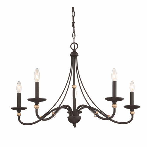 Minka Lavery Westchester County 5-LT Chandelier - Sand Coal W/Gold Leaf - 1044-677