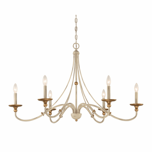 Minka Lavery Westchester County 6-LT Chandelier - Farmhouse White/Gold - 1046-701