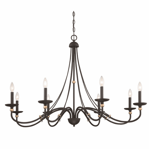 Minka Lavery Westchester County 8-LT Chandelier - Sand Coal W/Gold Leaf - 1048-677