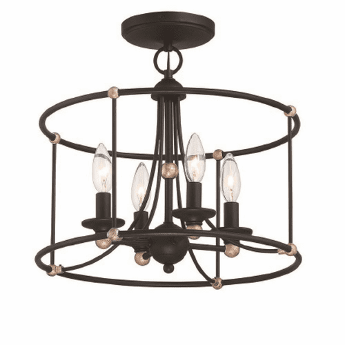 Minka Lavery Westchester Couty 4-LT Semi Flush - Sand Coal W/Gold Leaf - 1049-677