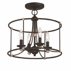 Minka Lavery Westchester Couty 4-LT Semi Flush - Sand Coal W/Gold Leaf - 1049-677