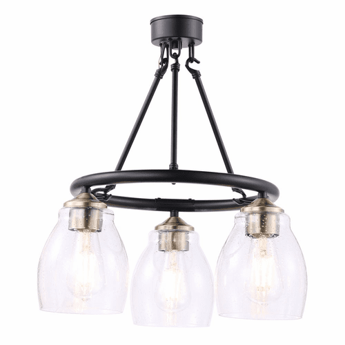 Minka Lavery Winsley 3-LT Chandelier - Coal And Stained Brass - 2437-878