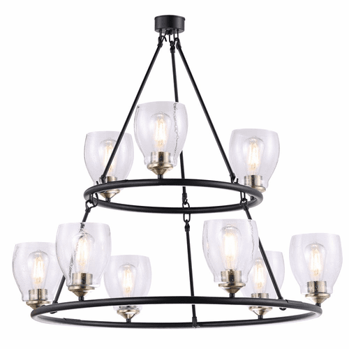 Minka Lavery Winsley 9-LT Chandelier - Coal And Stained Brass - 2439-878