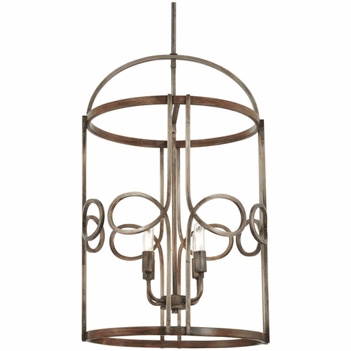 Minka Lavery Yorkville 4-LT Pendant - Aged Darkwood w/Silver Pati - 2694-115