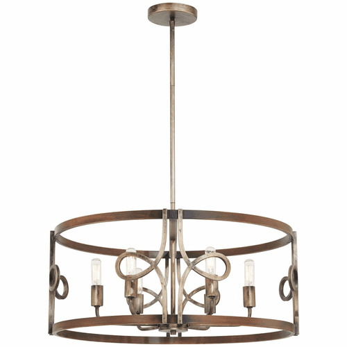 Minka Lavery Yorkville 6-LT Pendant - Aged Darkwood w/Silver Pati - 2696-115