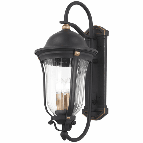 Minka Peale Street 3-LT Outdoor Wall Mount - Sand Coal/Gold - 73233-738
