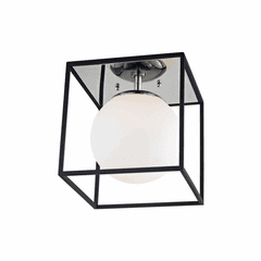 Mitzi Aira 1-LT Small Flush Mount - Polished Nickel & Black - H141501S-PN/BK
