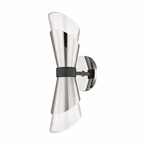 Mitzi Angie 2-LT Wall Sconce - Polished Nickel & Black - H130102-PN/BK