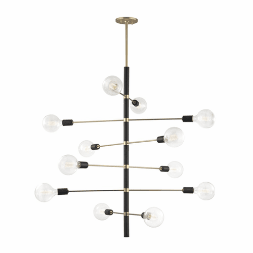 Mitzi Astrid 12-LT Chandelier - Aged Brass & Black - H178812-AGB/BK
