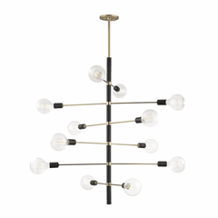 Mitzi Astrid 12-LT Chandelier - Aged Brass & Black - H178812-AGB/BK