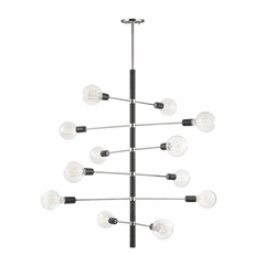 Mitzi Astrid 12-LT Chandelier - Polished Nickel & Black - H178812-PN/BK