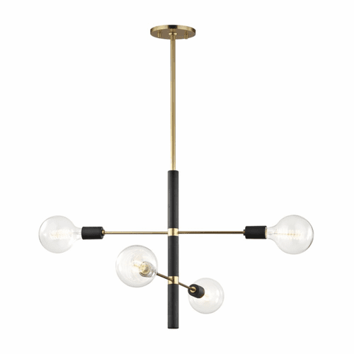 Mitzi Astrid 4-LT Chandelier - Aged Brass & Black - H178804-AGB/BK