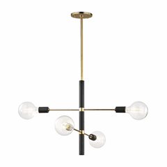 Mitzi Astrid 4-LT Chandelier - Aged Brass & Black - H178804-AGB/BK