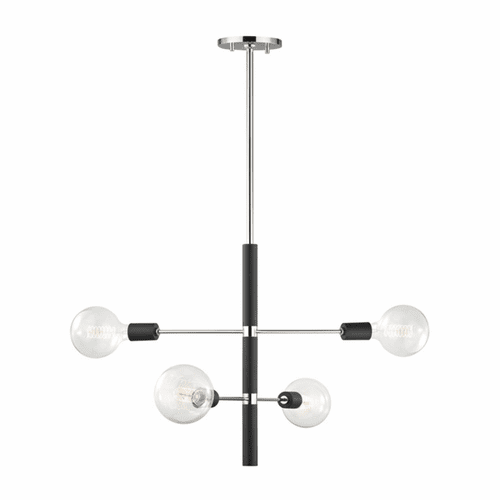 Mitzi Astrid 4-LT Chandelier - Polished Nickel & Black - H178804-PN/BK