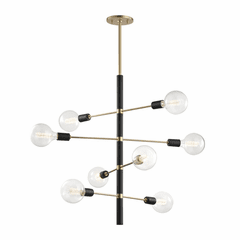 Mitzi Astrid 8-LT Chandelier - Aged Brass & Black - H178808-AGB/BK