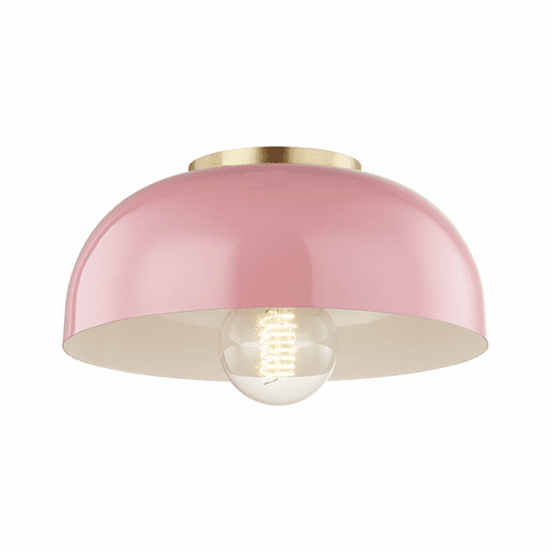 Mitzi Avery 1-LT Small Semi-Flush - Aged Brass & Pink - H199501S-AGB/PK