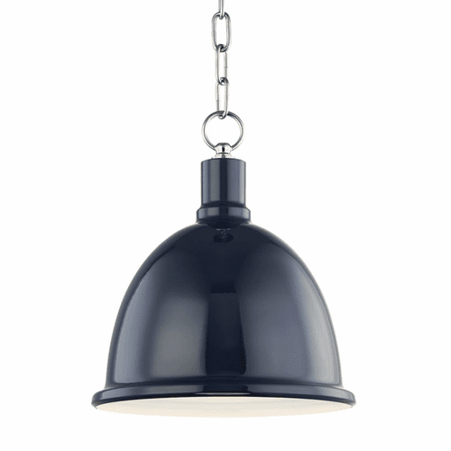 Mitzi Blair 1-LT Small Pendant - Polished Nickel & Navy - H238701S-PN/NVY