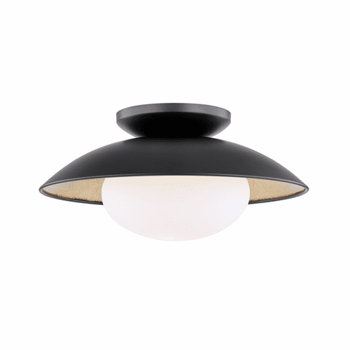 Mitzi Cadence 1-LT Medium Semi-Flush - Black Lustro/Gold Leaf - H368601M-BLK/GL