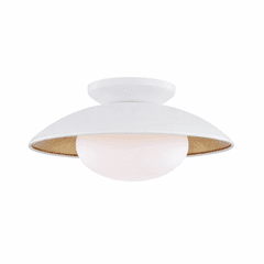 Mitzi Cadence 1-LT Medium Semi-Flush - White Lustro/Gold Leaf - H368601M-WH/GL Mitzi Cadence 1-LT Medium Semi-Flush - White Lustro/Gold Leaf - H368601M-WH/GL