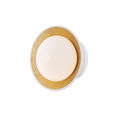 Mitzi Cadence 1-LT Small Semi-Flush - White Lustro/Gold Leaf - H368601S-WH/GL Mitzi Cadence 1-LT Small Semi-Flush - White Lustro/Gold Leaf - H368601S-WH/GL