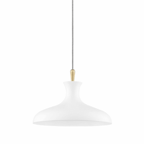 Mitzi Cassidy 1 Light Small Pendant - Aged Brass & White - H421701S-AGB/WH
