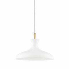 Mitzi Cassidy 1 Light Small Pendant - Aged Brass & White - H421701S-AGB/WH