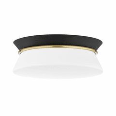 Mitzi Cath 1 Light Flush Mount - Aged Brass & Black - H425502-AGB/BK