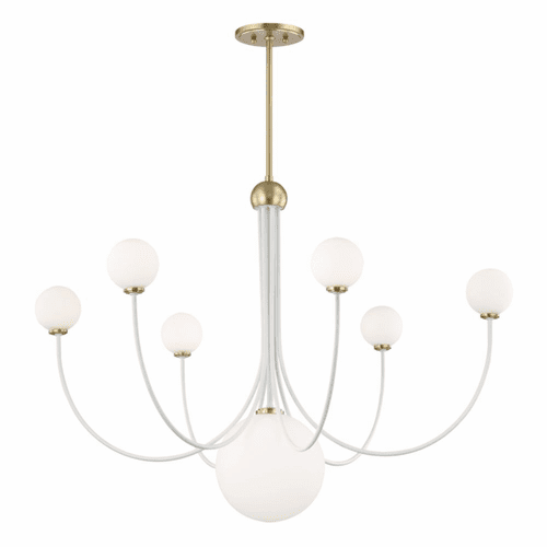 Mitzi Coco 7-LT Chandelier - Aged Brass & White - H234807-AGB/WH