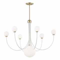 Mitzi Coco 7-LT Chandelier - Aged Brass & White - H234807-AGB/WH
