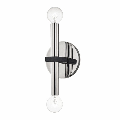 Mitzi Colette 2-LT Wall Sconce - Polished Nickel & Black - H296102-PN/BK