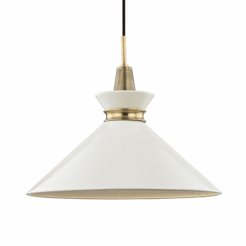 Mitzi Kiki 1-LT Large Pendant - Aged Brass & Cream - H251701L-AGB/CR