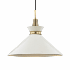 Mitzi Kiki 1-LT Large Pendant - Aged Brass & Cream - H251701L-AGB/CR