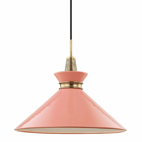 Mitzi Kiki 1-LT Large Pendant - Aged Brass & Pink - H251701L-AGB/PK