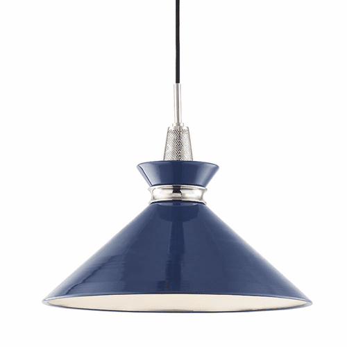 Mitzi Kiki 1-LT Large Pendant - Polished Nickel & Navy - H251701L-PN/NVY
