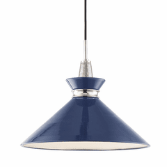 Mitzi Kiki 1-LT Large Pendant - Polished Nickel & Navy - H251701L-PN/NVY