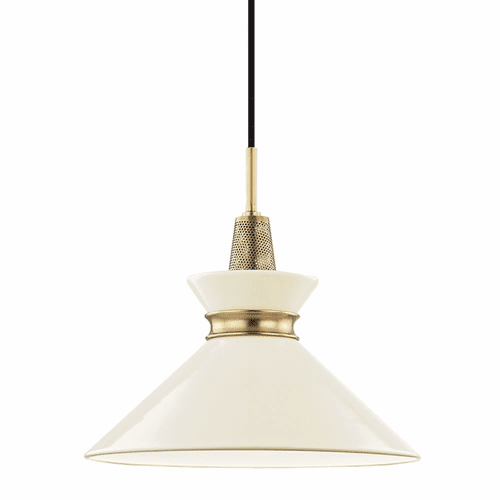 Mitzi Kiki 1-LT Small Pendant - Aged Brass & Cream - H251701S-AGB/CR
