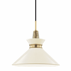 Mitzi Kiki 1-LT Small Pendant - Aged Brass & Cream - H251701S-AGB/CR