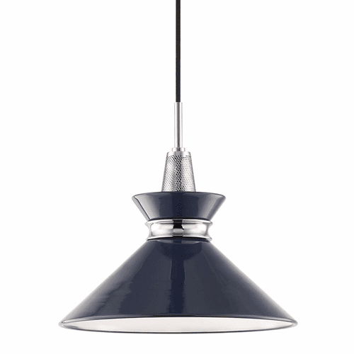 Mitzi Kiki 1-LT Small Pendant - Polished Nickel & Navy - H251701S-PN/NVY