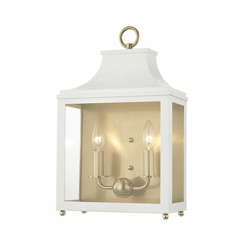 Mitzi Leigh 2-LT Wall Sconce - Aged Brass & White - H259102-AGB/WH