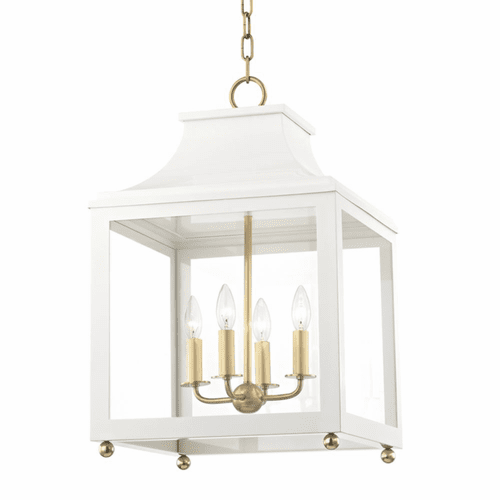 Mitzi Leigh 4-LT Large Pendant - Aged Brass & White - H259704L-AGB/WH