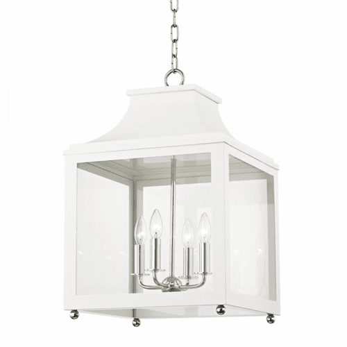 Mitzi Leigh 4-LT Large Pendant - Polished Nickel & White - H259704L-PN/WH